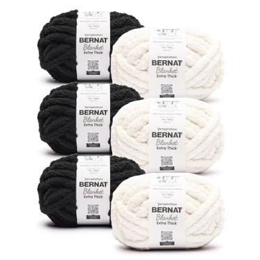 Imagem de Bernat Carvão extragrosso e fio branco vintage - 1 pacote de 1200 g - 100% poliéster - jumbo nº 7-144 jardas - fio grosso para tricô manual/crochê