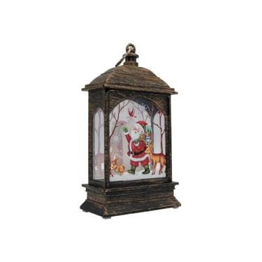 Imagem de Luminária LED Natalina com Papai Noel, Bronze, 13,5x7cm, Luz Amarelada, Poliestireno, Bateria Incluída