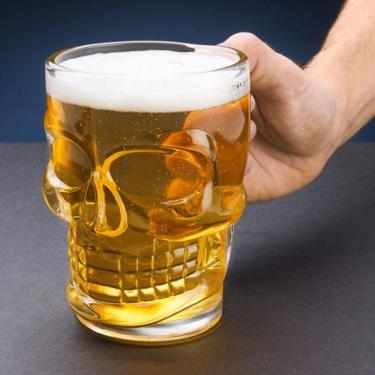 Imagem de Caneca Chopp Cerveja Vidro Caveira Rock 365 Ml