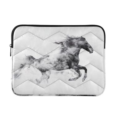 Imagem de Capas para laptop cavalo preto branco à prova de choque capa protetora para notebook tablet pasta bolsa de transporte, 15-15,6 polegadas