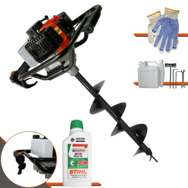 Imagem de Perfurador Trado À Gasolina Vant VPS52 52cc 2HP 6.500rpm Motor 2T Máquina Fura Terra Profissional Com Broca 80x20cm + ÓLEO STIHL
