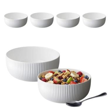 Imagem de Kit 4 Tigela Bowl De Vidro Redonda Sobremesa Branco Opaline 800ml - CL