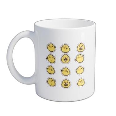 Imagem de Caneca Xícara de Café Porcelana 300ml Desenho Frango Pixel Infantil