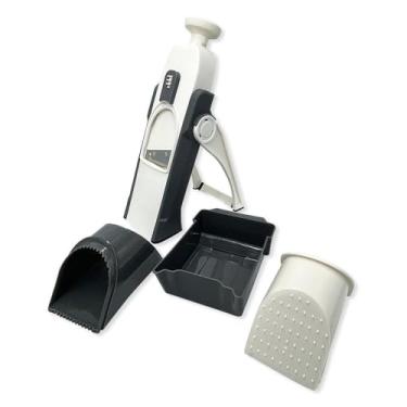 Imagem de Cortador e Ralador Multifuncional de Alimentos Mandoline, Inox e Plástico, 28x21cm, Cortes Variados, para Batatas e Legumes