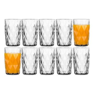 Imagem de Jogo 10 Copo Diamond de Vidro Diamante Transparente Alto para Água e D