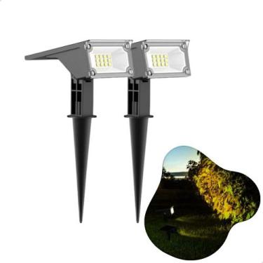 Imagem de Kit 2 Luminária LED Spot Solar Espeto Jardim 10 Lúmens 3000k - ECOFORC