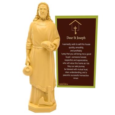 Imagem de Estátua de São José para venda de casa, estátua de São José baseada na fé com cartão de oração para venda de casa, ideal para vender casas, atividades religiosas (marfim 10 cm, 1 peça)