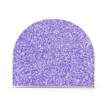 Imagem de Porta-guardanapos de acrílico com glitter de lavanda, suporte de toalhas de papel de banheiro em forma de U, serve para 50-60 guardanapos, dispensador de guardanapos