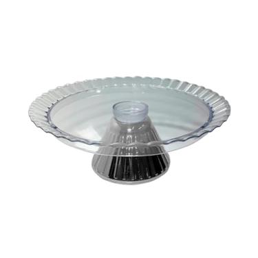 Imagem de Porta Bolo Boleira Redonda Suporte Para Bolo de Aniversário 23cm (Base Metalizada Prata)