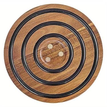 Imagem de Porta-copos magnético, tripé magnético de madeira de 19,8 cm com anéis, suporte magnético para panelas de ferro fundido esmaltado, forno, frigideiras de ferro fundido