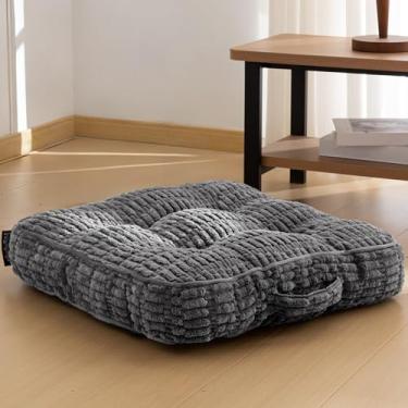 Imagem de Almofada lavável de chão para adultos, almofada de meditação, capa de veludo cotelê removível tufada, grande para sala de estar ou ioga, 55 x 55 cm, lavável na máquina
