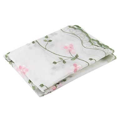 Imagem de GLOGLOW Cortina Com Design Floral de Crisântemo, Altura Ajustável, Poliéster, 31,5 X 39,4 pol., para Sala de Estar e Quarto, Cortina de Tule Transparente Voile Nan (80 * 100cm)