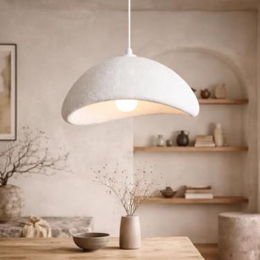 Imagem de Gimpo, Lustre Pendente 60cm Luminária Japonesa Wabi-Sabi Orgânico Cogumelo Concreto Gimpo LTJ60-BRANCO-B
