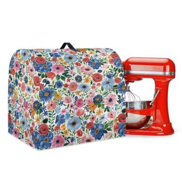 Imagem de GLENLCWE Capa de flor hippie compatível com batedeira de 4,5 a 5 litros, resistente a impressões digitais, lavável, capa de misturador, capa universal, serve para cafeteira, liquidificador, espremedor