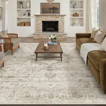 Imagem de HUGEAR Tapetes laváveis, 20 x 25 cm, bege, vintage, estilo neutro, envelhecido, antiderrapante, resistente a manchas, para crianças e animais de estimação, para sala de estar, quarto, sala de jantar