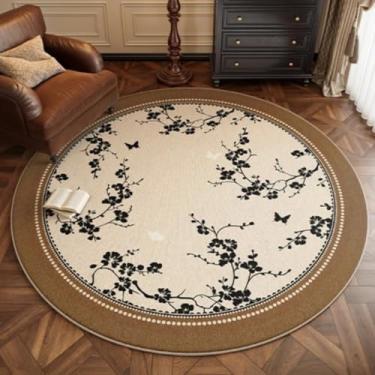 Imagem de Tapete redondo para quarto, cabeceira, vestiário, penteadeira, cadeira, tapete de chão, decoração para casa, sala de estar (diâmetro 300 cm/GU4252-QT)