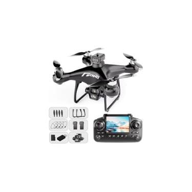 Imagem de elecci Drone E55 Air com controlador de tela com cartão SD, duas baterias, posicionamento de fluxo óptico, ajuste de velocidade adequado para iniciantes. (2 pilhas - preta)