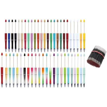 Imagem de PIPITREE Kit de 150 canetas com contas, contas a granel com 100 refis de plástico colorido, tinta preta, canetas esferográficas, suprimentos para mulheres e homens, presentes de formatura, escritório