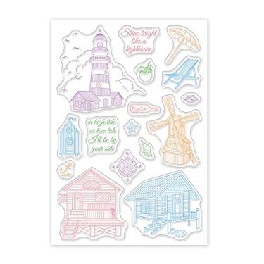 Imagem de 1 folha de carimbos transparentes de plástico PVC, carimbo de silicone com padrão de construção, farol e casa, para fazer álbuns de fotos faça você mesmo, 16 x 11 x 0,3 cm