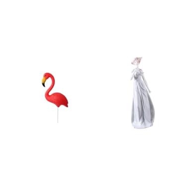 Imagem de Whtkoph Escultura de Flamingo para Jardim de Fadas, Estátua de Cerâmica E Enfeite de Natal em Estilo Nórdico para Meninas, Ideal para Prateleiras.