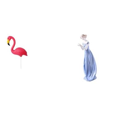 Imagem de Whtkoph Escultura de Flamingo em Estaca para Jardim de Fadas E Estátua de Dama, Ornamento para Prateleira de Primavera, Armário, Escrivaninha