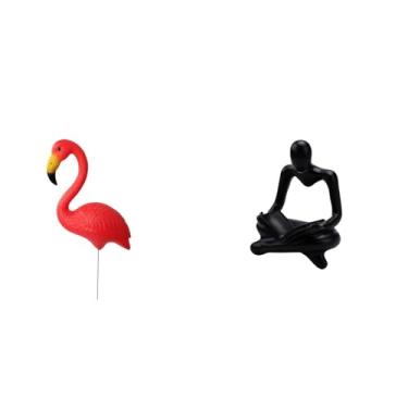 Imagem de Whtkoph Escultura de Jardim "Flamingo Pensante", Uma Estátua de Pássaro Abstrata E Criativa, Ideal para a Primavera E Decoração de Salas de Estar.