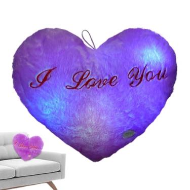 Imagem de Almofada iluminada, almofada | Almofadas criativas de decoração em formato de coração LED de pelúcia | 14.17in eu te amo huggable, decoração de casa luz noturna de pelúcia para o dos namorados present