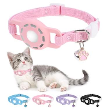 Imagem de DILLYBUD Coleira para gatos AirTag, coleira elástica para rastreador de gatos com suporte Apple Air Tag para meninos e meninas, coleiras elásticas de rastreamento GPS para gatinhos e filhotes