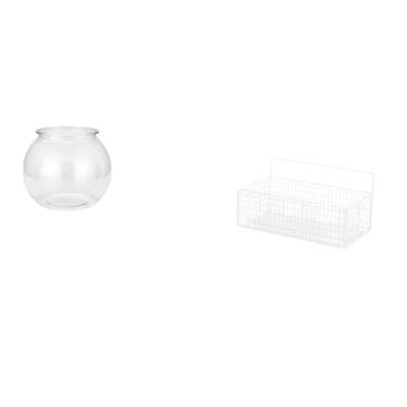 Imagem de Whtkoph Aquário Redondo Transparente para Peixes, Ideal para Decoração de Mesa Ou Parede, com Cesto Flutuante de Metal para Armazenamento E Prateleiras, Perfe