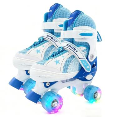 Imagem de Patins ajustáveis para meninos e meninas de 3 a 12 anos, todas as 8 rodas de patins acendem com conjunto de equipamentos de proteção, presente para jovens, crianças, iniciantes em ambientes internos e
