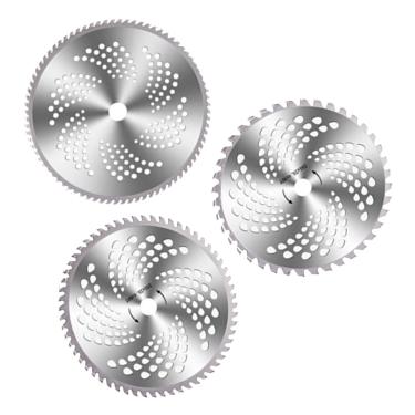 Imagem de KIMISS Conjunto de Lâminas de Serra para Cortador de Grama de Liga de Aço de 3 Peças - 40, 60 e 80 Dentes, Aparador de Grama e Lâminas de Corte de Escova para Corte de Madeira e Manutenção de Jardim