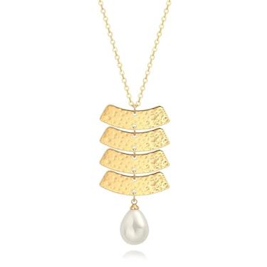 Imagem de CANEVINKA Colar de corrente longa com pingente banhado a ouro 18 K, joia moderna para mulheres, Banhado a ouro, Sem Pedra Preciosa