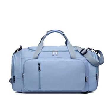 Imagem de GAFNED Bolsa esportiva para academia, academia, bolsa esportiva, feminina, masculina, para sapatos secos e molhados, bolsa de ombro único, bolsa tiracolo para natação e ioga, Azul, One Size