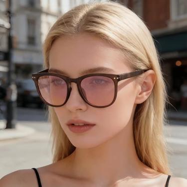 Imagem de Óculos de sol dobráveis para mulheres, lentes polarizadas rosa marrom claro, design dobrável portátil com almofadas de nariz, inclui estojo de transporte