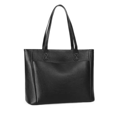 Imagem de GOIACII Bolsa feminina de couro vegano, alça superior, bolsa de ombro feminina para viagem, trabalho, academia, Preto