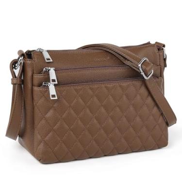 Imagem de TANTOMI Bolsas femininas transversais para mulheres bolsas transversais médias bolsas de ombro com vários bolsos com zíper, Marrom escuro, Medium, Casual