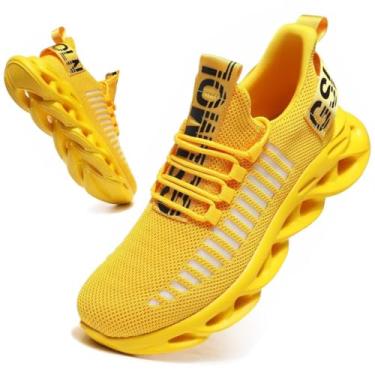 Imagem de Jakcuz Tênis feminino de caminhada com cadarço, respirável, ultraleve, esportivo, casual, feminino, moderno, moderno, Amarelo 2, 5-5.5