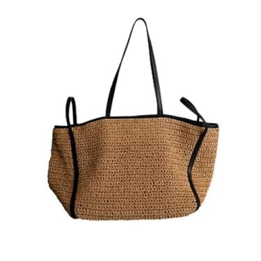 Imagem de GAFNED Sacolas de tecido de palha casual grande design luxuoso capacidade bolsa praia ombro simples bolsa feminina compras bolsos de verão