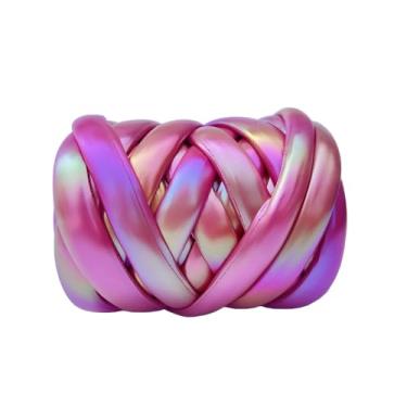 Imagem de Fio grosso metálico para tricotar à mão - 500 g fio de tubo de algodão de poliéster macio e elástico, tecido brilhante para tricô de braço, cobertores, cachecóis, decoração de casa (cores doces