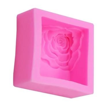 Imagem de Molde de sabão de silicone com flor de rosa 3D, molde feito à mão para fazer velas, moldes de argila de polímero, formas de artesanato