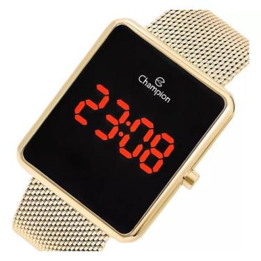 Imagem de Relógio De Pulso Digital Champion Feminino Dourado Original Aço Inóx P