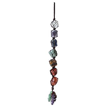 Imagem de 7 Chakra Dropped Gemstone Tassel Meditação Espiritual Pendurado Janela Feng Shui Ornament Pedras Naturais Decoração de Carro e Casa