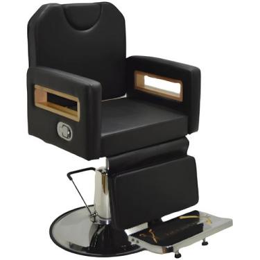 Imagem de Cadeira Poltrona Reclinável Barbearia Jetro L B - Gyva, Preto IT