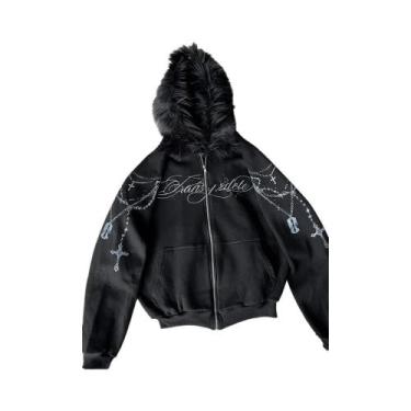 Imagem de Jaqueta Feminina Gótica Punk Com Capuz De Pele Sintética, Moda Inverno