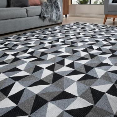 Imagem de Tapete Moderno Elegante 2.00m x 2.50m - Antiderrapante para Quarto, Sala e Escritório, Design Sofisticado para Decoração Interior (Preto,1,00 X 1,35)