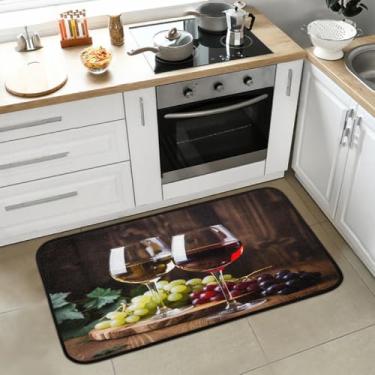 Imagem de Tapete de cozinha com padrão de uva, antifadiga, antiderrapante, confortável, para entrada interna, quarto, garagem, piso 99 x 50 cm