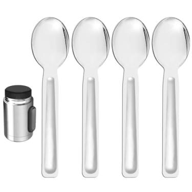 Imagem de 4 colheres de substituição compatíveis com potes de alimentos Stanley de 510 g, conjunto de colheres de aço inoxidável sem BPA para Stanley Classic Legendary Pote isolado a vácuo de 510 g