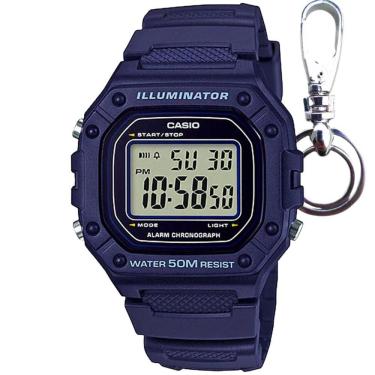 Imagem de Relógio de Pulso Casio Masculino Digital Prova Dágua Illuminator Cronometro Alarme Calendário Esportivo Azul W-218H-2AVDF + Chaveiro 2 Anilhas