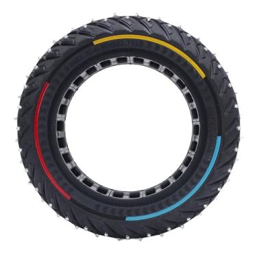 Imagem de Pneu Sólido para Scooter Elétrica Com Parafusos Antiderrapantes, Absorção de Choque Em Favo de Mel, para Neve e Offroad, Borracha Forte, Linha de Três Cores