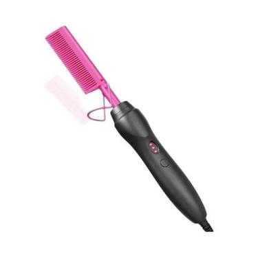 Imagem de Prancha Elétrica Rosa Para Alisamento De Cabelo, Para Cabelos Úmidos E
